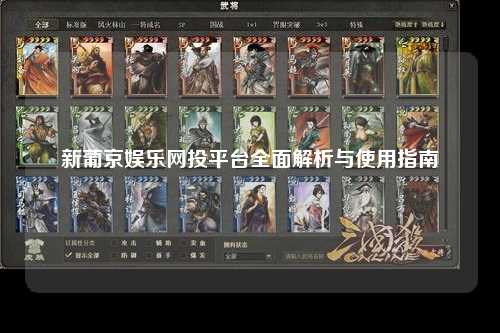 新葡京娱乐网投平台全面解析与使用指南