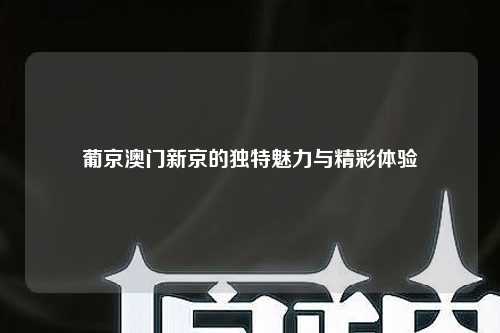 葡京澳门新京的独特魅力与精彩体验