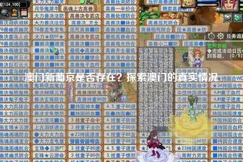 澳门新葡京是否存在？探索澳门的真实情况