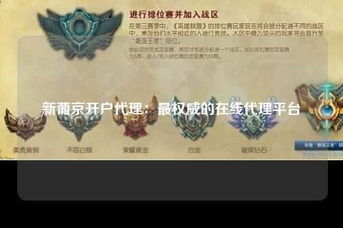 新葡京开户代理：最权威的在线代理平台
